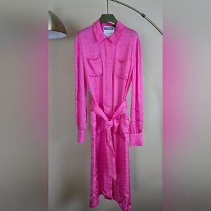 NWT MOSCHINO Couture Milano Made In Italy Pink Belted Shirt Dress  Size:40/S